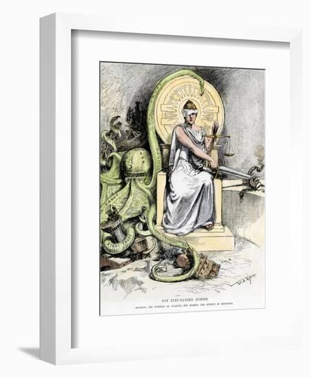 Justice, Unblinded, Crushing Anarchy But Sparing Monopoly, Cartoon of 1888-null-Framed Giclee Print