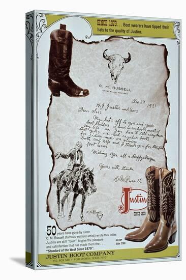 Justin Cowboy Boots Advert-null-Stretched Canvas