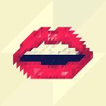 Red Lips Made of Small Triangles, Pixels-JustMarie-Art Print