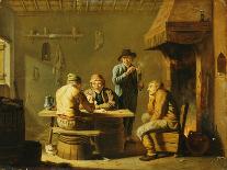 Peasants Playing Cards by a Cottage Fire-Justus Juncker-Framed Giclee Print