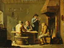 Peasants Playing Cards by a Cottage Fire-Justus Juncker-Mounted Giclee Print