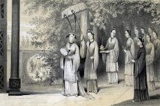 The Empress and Her Attendants Proceeding to the Temple from the Mulberry Grove, 1847-JW Giles-Giclee Print
