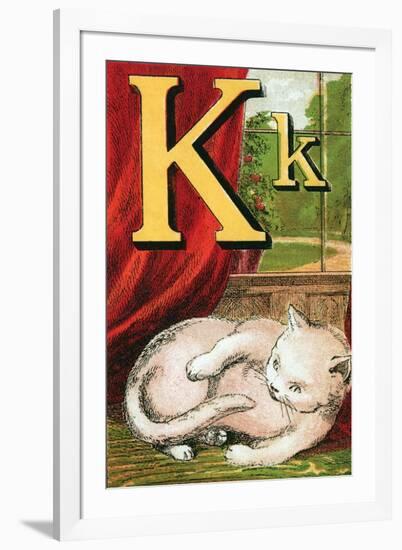 K For the Kitten That Plays With Its Tail-Edmund Evans-Framed Art Print