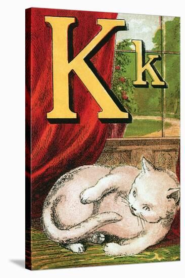 K For the Kitten That Plays With Its Tail-Edmund Evans-Stretched Canvas