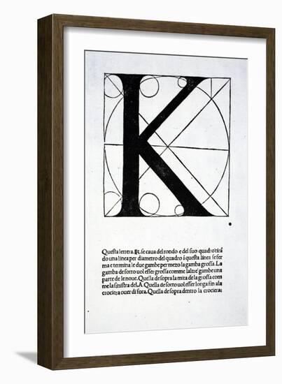 K, Illustration from 'Divina Proportione' by Luca Pacioli (C.1445-1517), Originally Pub. Venice,…-Leonardo da Vinci-Framed Giclee Print