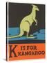 K is for Kangaroo-null-Stretched Canvas