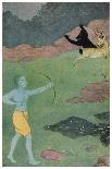 Jatayus King of the Vultures Tries to Rescue Sita from the Demon Ravana-K. Venkatappa-Art Print
