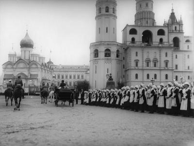 Tsar Nicholas II Reviewing the Parade of the Pupils of Moscow in the Kremlin, Russia, 1912
