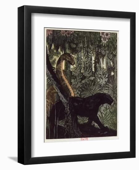 Kaa's Hunt, Illustration from 'The Jungle Book' by Rudyard Kipling-Maurice de Becque-Framed Premium Giclee Print