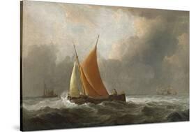 Kaag Close-Hauled in a Fresh Breeze, 1677-Willem Van De, The Younger Velde-Stretched Canvas