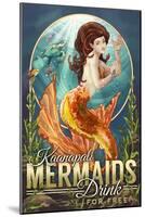 Kaanapali, Hawaii - Mermaids Drink for Free-Lantern Press-Mounted Art Print