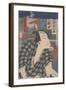 Kabuki Actor as a Shopkeeper (Coloured Woodblock Print)-Toyohara Kunichika-Framed Giclee Print