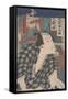 Kabuki Actor as a Shopkeeper (Coloured Woodblock Print)-Toyohara Kunichika-Framed Stretched Canvas