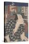 Kabuki Actor as a Shopkeeper (Coloured Woodblock Print)-Toyohara Kunichika-Stretched Canvas