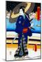 Kabuki Stroll on Japanese Bridge-null-Mounted Giclee Print