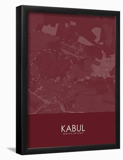 Kabul, Afghanistan Red Map-null-Framed Poster