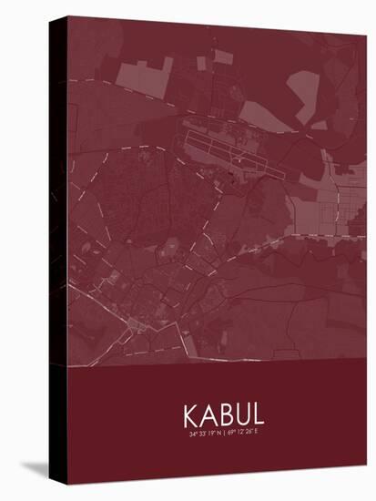 Kabul, Afghanistan Red Map-null-Stretched Canvas