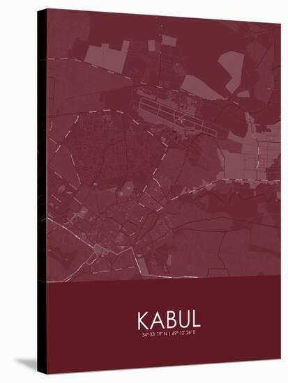 Kabul, Afghanistan Red Map-null-Stretched Canvas