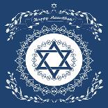 Jewish Hanukkah Holiday Background with Magen David Star - Vector Illustration-kaetana-Art Print