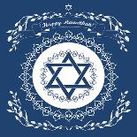 Jewish Hanukkah Holiday Background with Magen David Star - Vector Illustration-kaetana-Framed Art Print