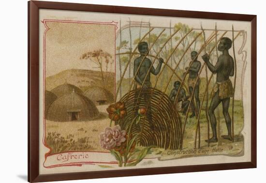 Kaffraria - Construction of a Hut-null-Framed Giclee Print