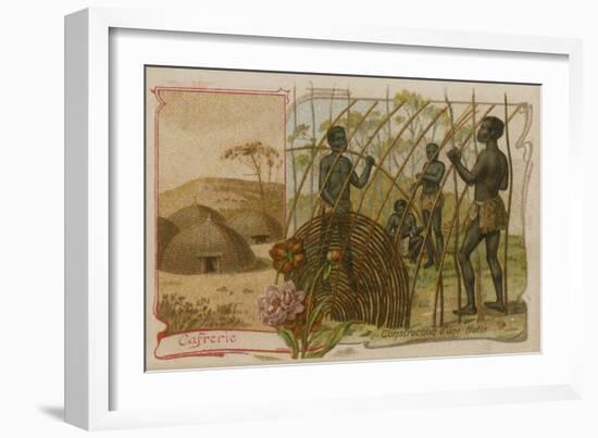 Kaffraria - Construction of a Hut-null-Framed Giclee Print