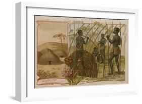 Kaffraria - Construction of a Hut-null-Framed Giclee Print