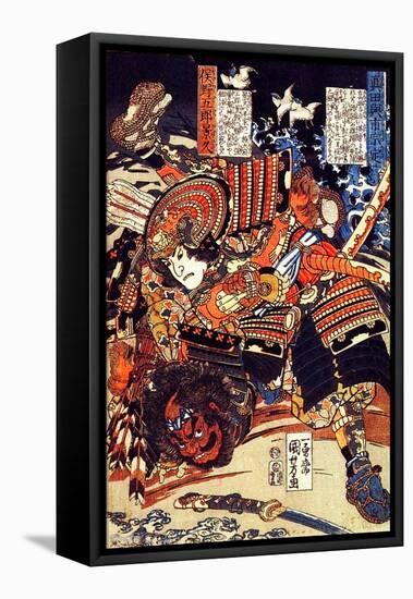 Kagehisa and Yoshitada Wrestling-Kuniyoshi Utagawa-Framed Stretched Canvas