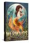 Kahala, Hawaii - Mermaids Drink for Free-Lantern Press-Stretched Canvas