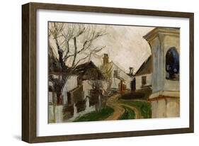 Kahle Baeume, Haeuser Und Bildstock (Klosterneuburg, Austria)-Egon Schiele-Framed Giclee Print