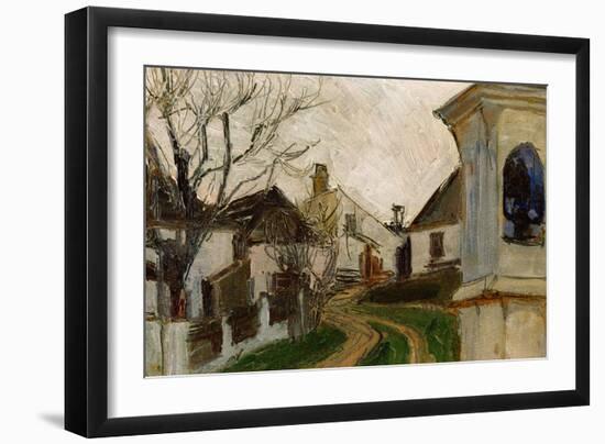 Kahle Baeume, Haeuser Und Bildstock (Klosterneuburg, Austria)-Egon Schiele-Framed Giclee Print