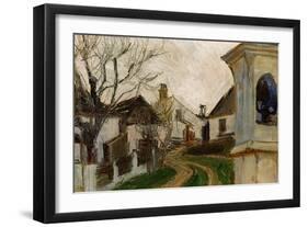 Kahle Baeume, Haeuser Und Bildstock (Klosterneuburg, Austria)-Egon Schiele-Framed Giclee Print