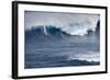 Kai Lenny on Stand Up Paddle Board Surfing Monster Waves at Pe'Ahi Jaws, North Shore Maui-Janis Miglavs-Framed Photographic Print