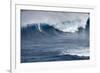 Kai Lenny on Stand Up Paddle Board Surfing Monster Waves at Pe'Ahi Jaws, North Shore Maui-Janis Miglavs-Framed Photographic Print