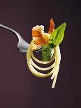 Spaghetti with Shrimp and Basil on a Fork-Kai Stiepel-Photographic Print