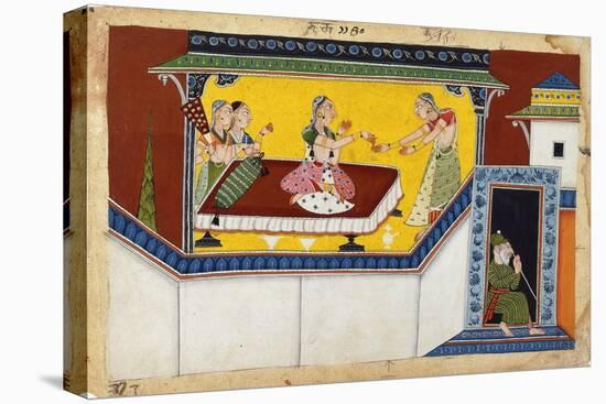 Kaikeyi, King Dasaratha's Second Queen, Rewarding the Hunchback Maidservant Manthara, C.1690-1700-null-Stretched Canvas