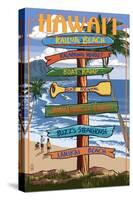 Kailua, Hawaii - Kailua Beach Sign Destination-Lantern Press-Stretched Canvas