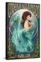 Kailua, Hawaii - under a Hula Moon - Mermaid-Lantern Press-Stretched Canvas