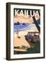 Kailua, Hawaii - Woody on Beach-Lantern Press-Framed Art Print