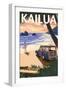 Kailua, Hawaii - Woody on Beach-Lantern Press-Framed Art Print