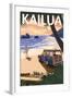 Kailua, Hawaii - Woody on Beach-Lantern Press-Framed Art Print