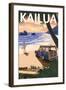 Kailua, Hawaii - Woody on Beach-Lantern Press-Framed Art Print