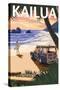 Kailua, Hawaii - Woody on Beach-Lantern Press-Stretched Canvas