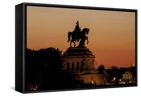 Kaiser Wilhelm I Statue at Sunset on Deutsches Eck, Koblenz, Rhineland-Palatinate, Germany, Europe-Charles Bowman-Framed Stretched Canvas