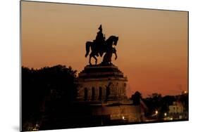 Kaiser Wilhelm I Statue at Sunset on Deutsches Eck, Koblenz, Rhineland-Palatinate, Germany, Europe-Charles Bowman-Mounted Photographic Print