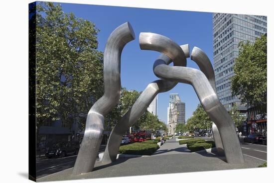 Kaiser Wilhelm Memorial Church and Sculpture in Kurfurstendamm, Berlin, Germany-Markus Lange-Stretched Canvas