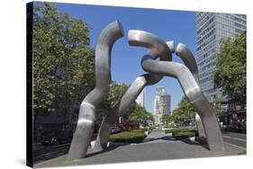 Kaiser Wilhelm Memorial Church and Sculpture in Kurfurstendamm, Berlin, Germany-Markus Lange-Stretched Canvas