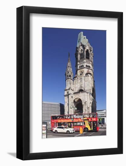 Kaiser Wilhelm Memorial Church and Sightseeing Bus at the Kurfurstendamm, Berlin, Germany-Markus Lange-Framed Photographic Print