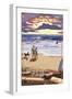 Kaiwah Island, South Carolina - Sunset Beach Scene-Lantern Press-Framed Art Print