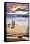 Kaiwah Island, South Carolina - Sunset Beach Scene-Lantern Press-Framed Stretched Canvas
